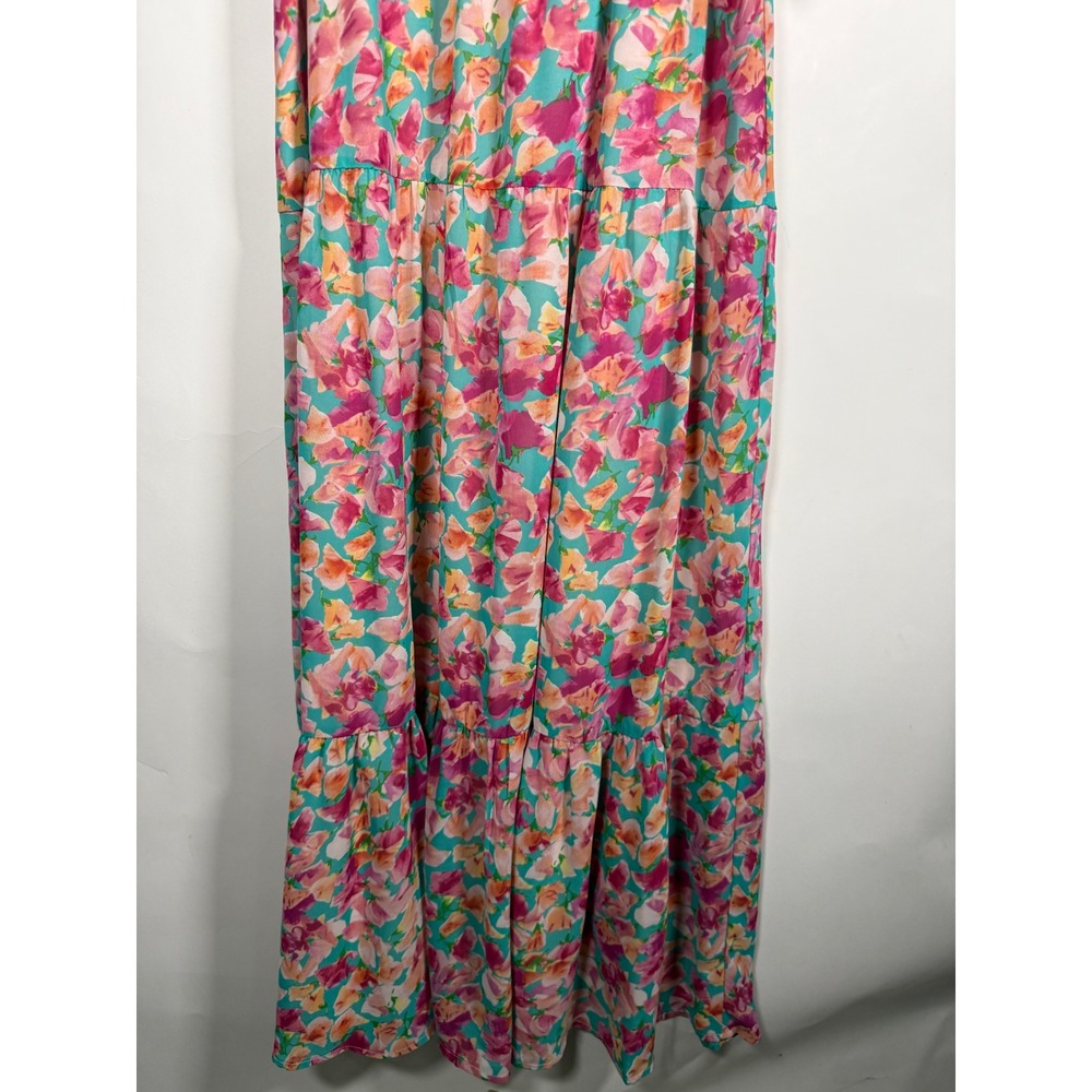 Sam Edelman Smocking Tier Dress Pink Multi Floral Maxi Size 10 41S083 NEW - Picture 4 of 10